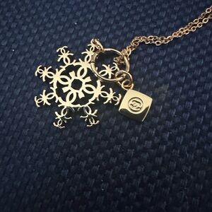 Chanel Elegant Gold Snowflake Pendant/charm with Monet 16" chain.